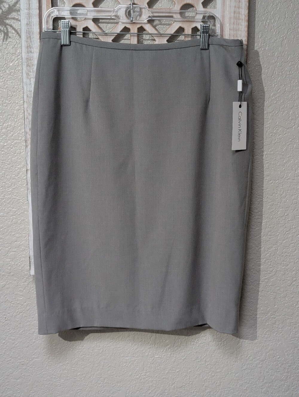 NWT Calvin Klein Modern Essentials Pencil Skirt Size 10 Grey Lined Classic